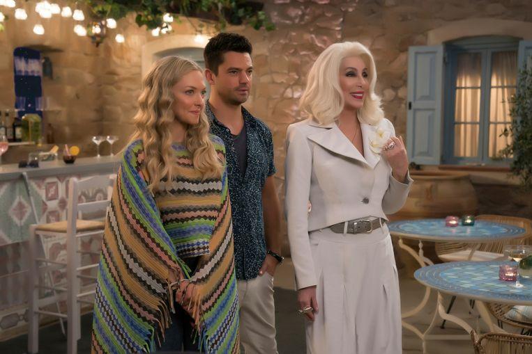 Amanda Seyfried with her ex, Dominic Cooper and Cher in 'Mamma Mia! Here We Go Again. "