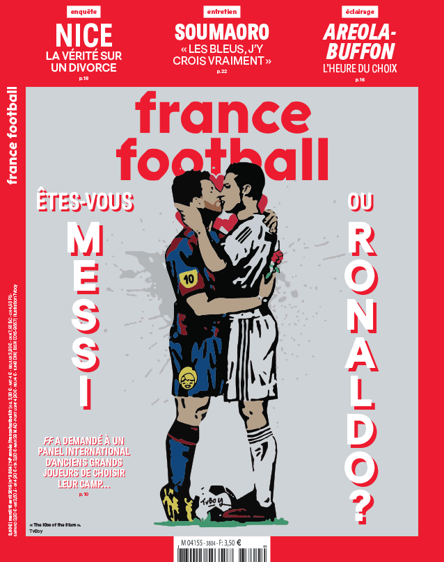 France Football publishes a picture of Messi and Ronaldo kissing
